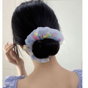 Colorful Pom Pom Scrunchie
